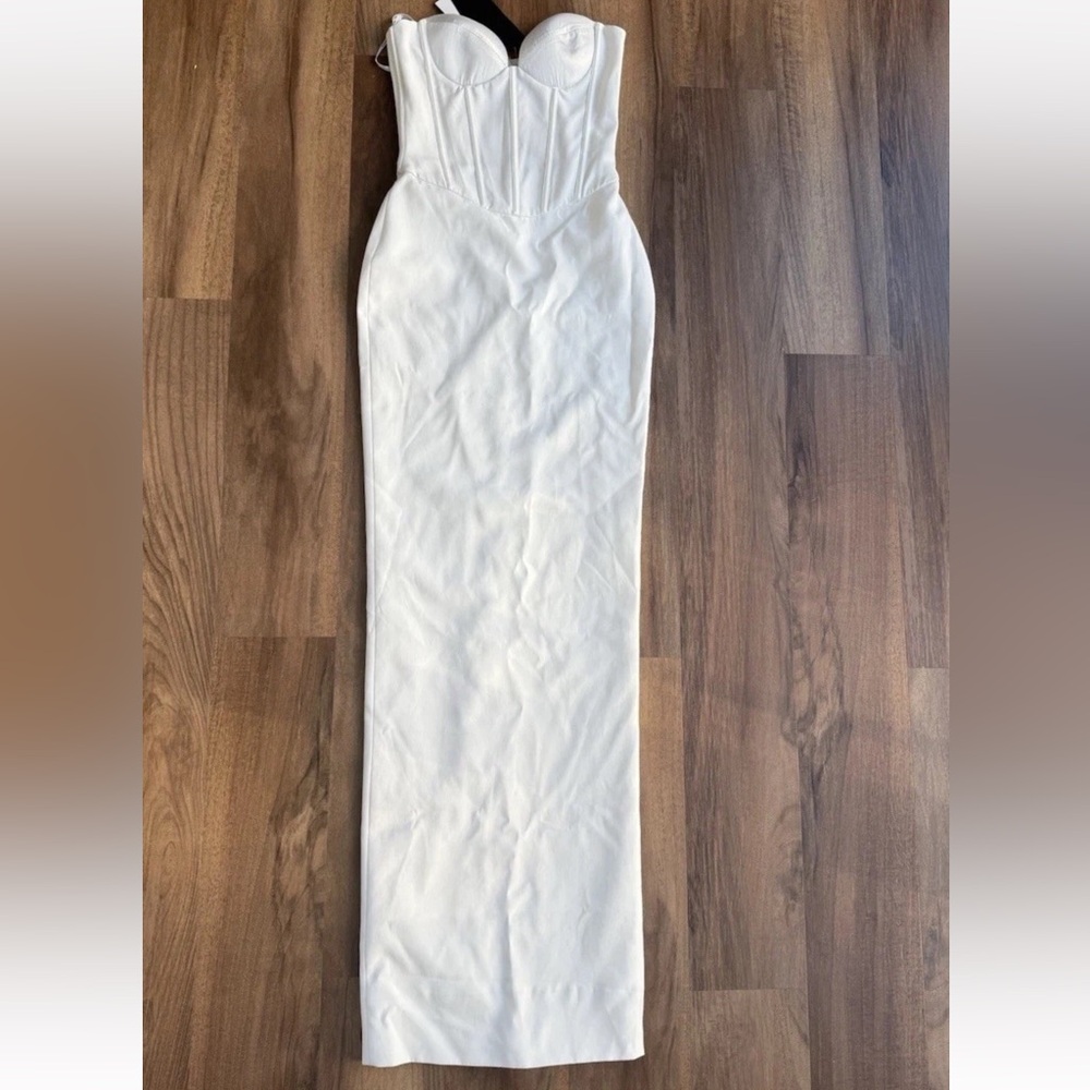 Retrofete Strapless White Maxi Dress